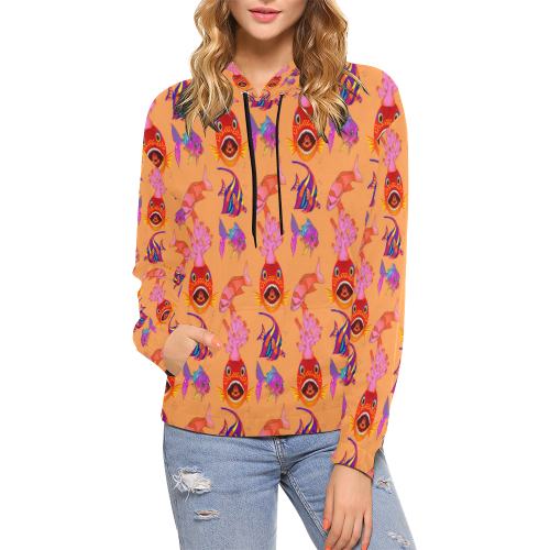 fishes pattern All Over Print Hoodie for Women (USA Size) (Model H13)