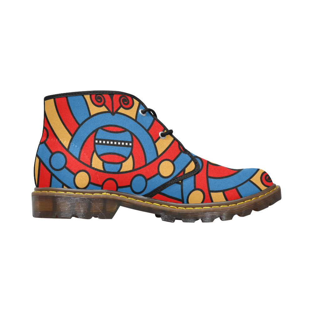 Aztec Maasai Lion Tribal Women's Canvas Chukka Boots/Large Size (Model 2402-1)