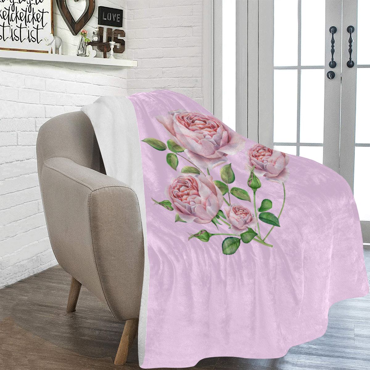 Roses (Pink) Ultra-Soft Micro Fleece Blanket 54''x70''
