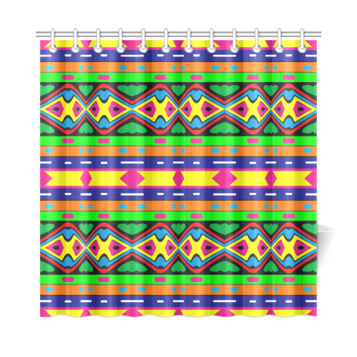 Distorted colorful shapes and stripes Shower Curtain 72"x72"