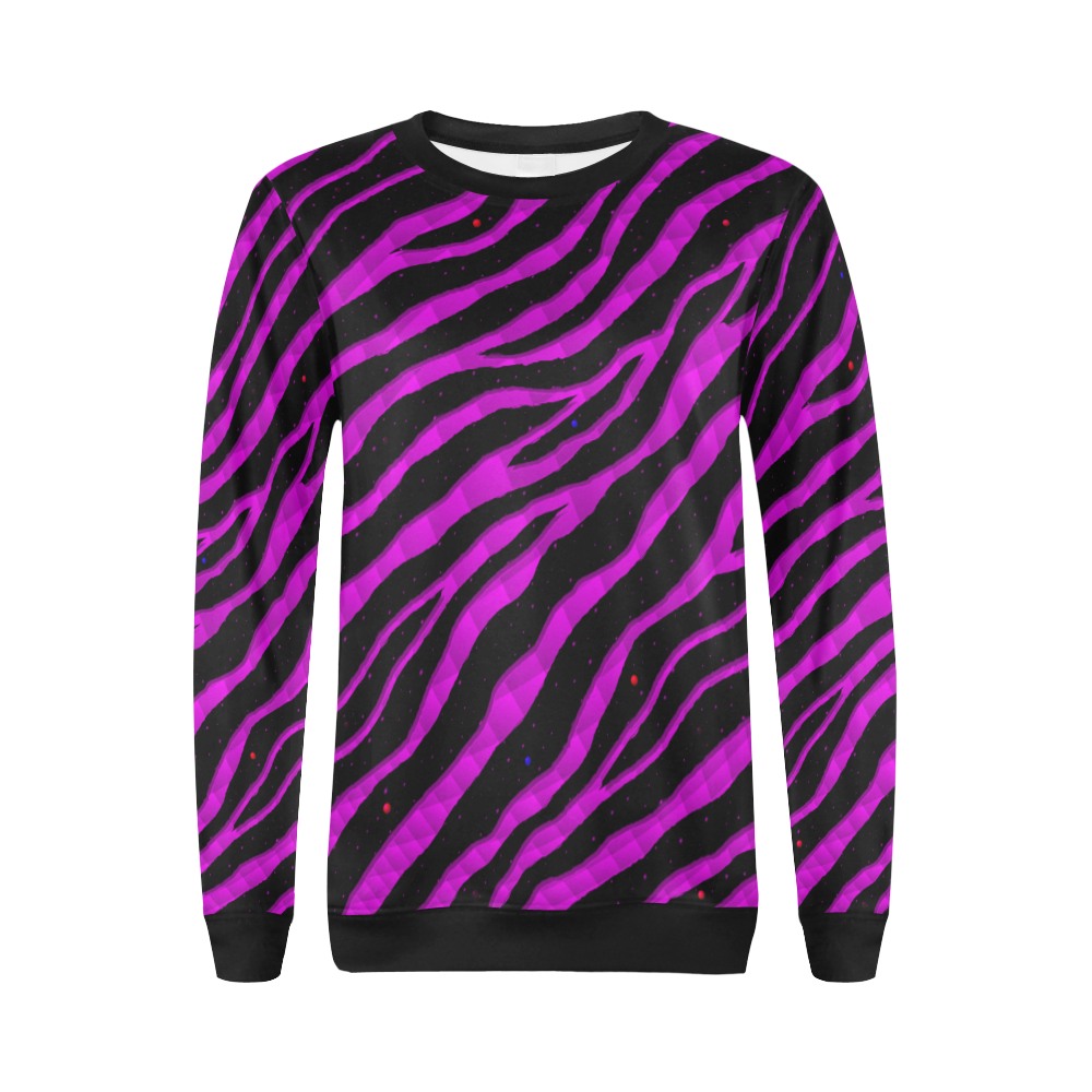 Ripped SpaceTime Stripes - Pink All Over Print Crewneck Sweatshirt for Women (Model H18)