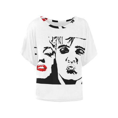 ELVIS+MARILYN- Women's Batwing-Sleeved Blouse T shirt (Model T44)