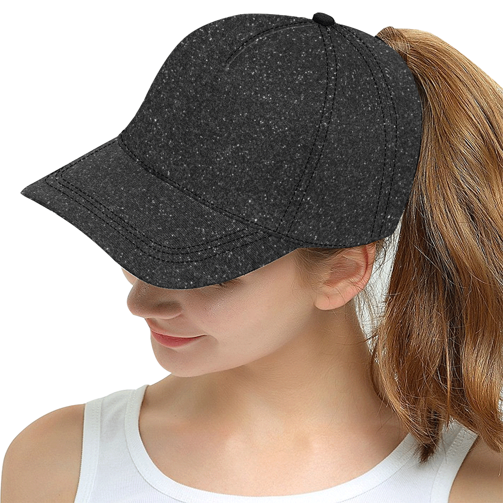 Black Sparkly Glitter All Over Print Snapback Hat D