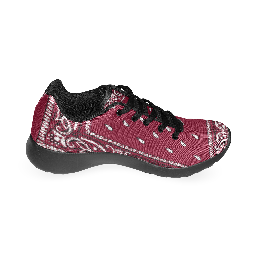 Burgundy Bandana Women-Black Women’s Running Shoes (Model 020)