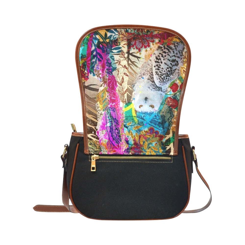 Night Owl Crossbody Saddle Bag Saddle Bag/Small (Model 1649)(Flap Customization)