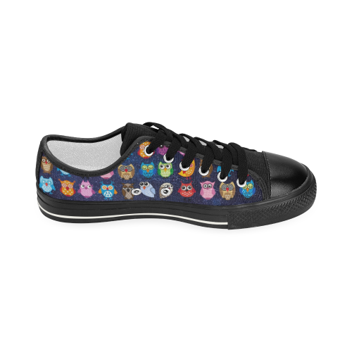 Owls on starry night Black Women's Classic Canvas Shoes (Model 018)