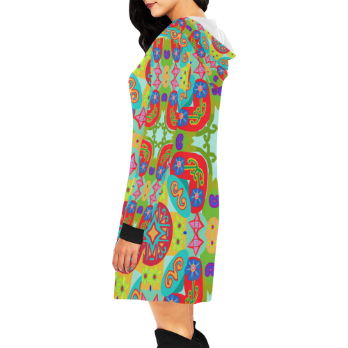 Koru Long Hoodie Dress All Over Print Hoodie Mini Dress (Model H27)