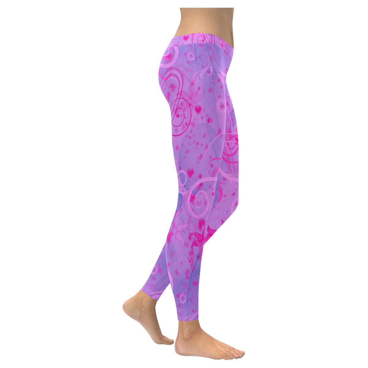 Ocean Love Purple Women's Low Rise Leggings (Invisible Stitch) (Model L05)