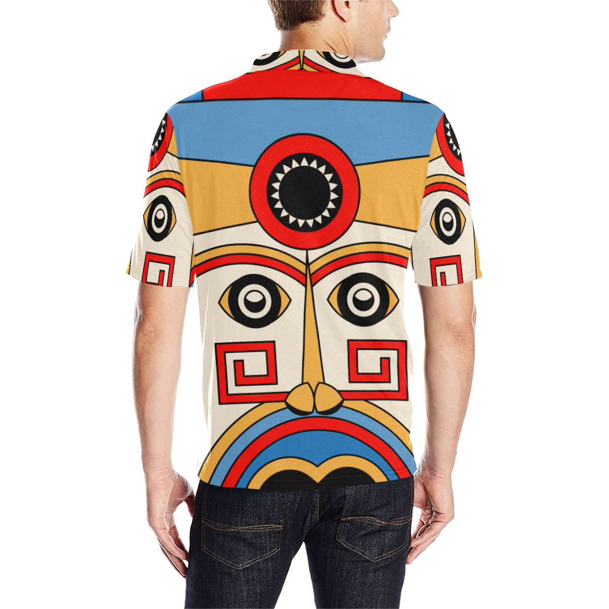 Aztec Religion Tribal Men's All Over Print Polo Shirt (Model T55)