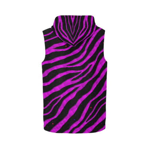 Ripped SpaceTime Stripes - Pink All Over Print Sleeveless Zip Up Hoodie for Men (Model H16)