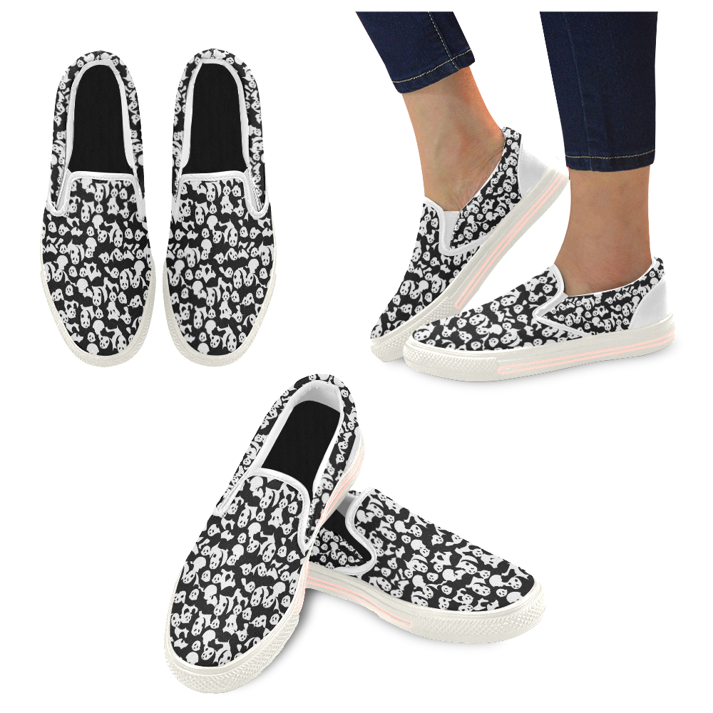 Panda Pattern Slip-on Canvas Shoes for Men/Large Size (Model 019)