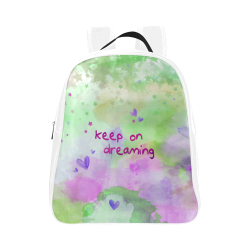 KEEP ON DREAMING - lilac and green School Backpack (Model 1601)(Small)