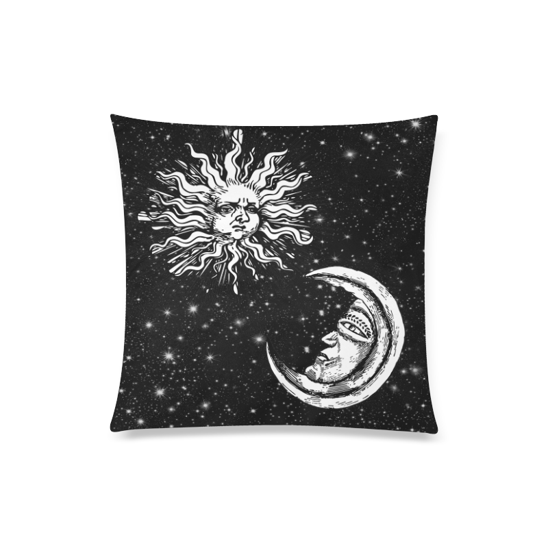 Mystic Moon and Sun Custom Zippered Pillow Case 20"x20"(Twin Sides)