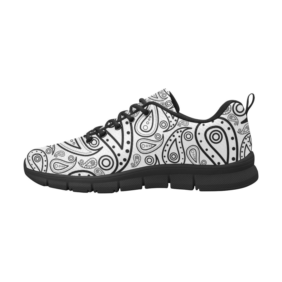 black and white paisley Men's Breathable Running Shoes (Model 055)