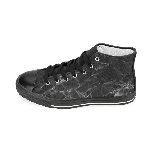Marble Black Pattern Women's Classic High Top Canvas Shoes (Model 017)