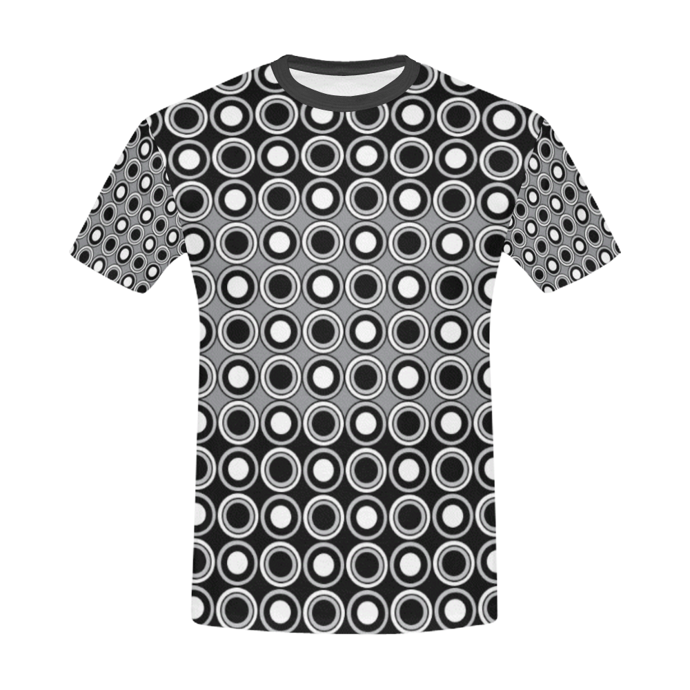 Black and Grey Polka Dots Print Design By Me by Doris Clay-Kersey All Over Print T-Shirt for Men/Large Size (USA Size) Model T40)