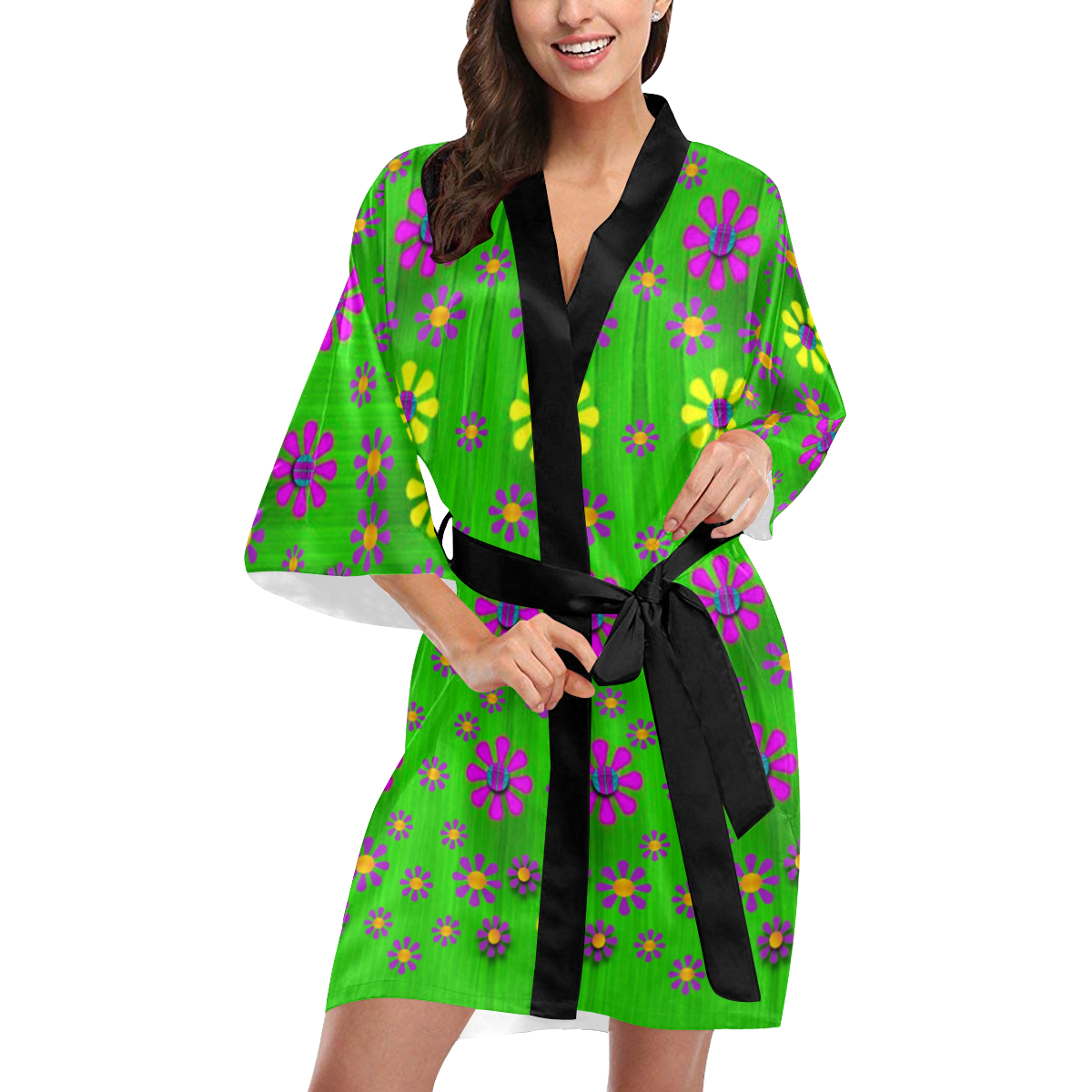 flower dance in green Kimono Robe