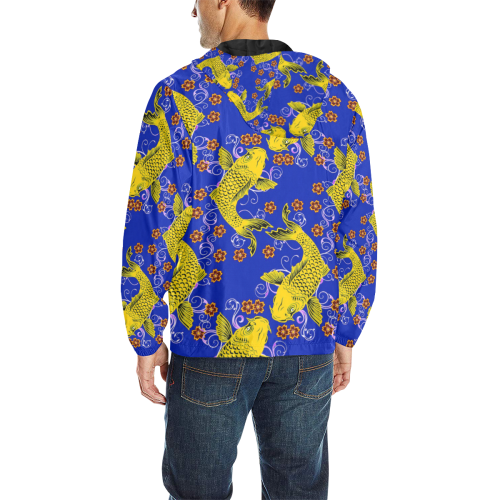 KOI FISH 4 All Over Print Quilted Windbreaker for Men (Model H35)