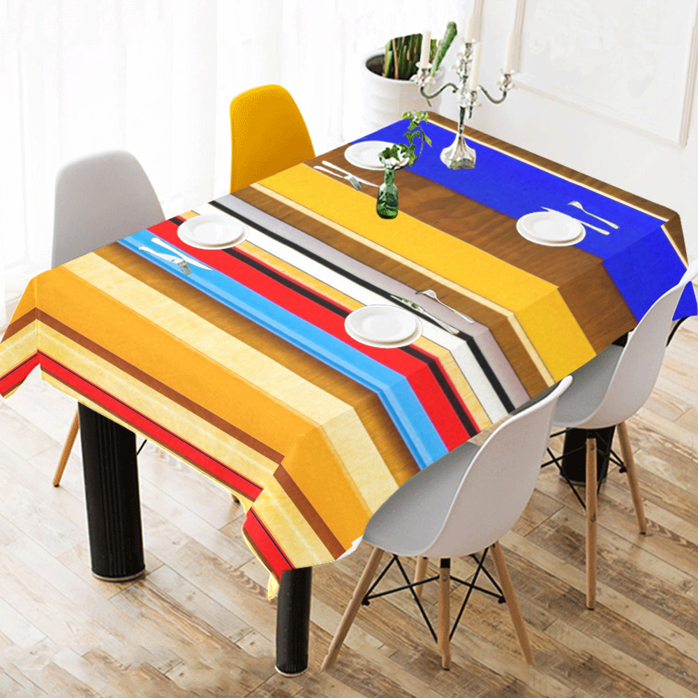 Colorful abstract pattern stripe art Cotton Linen Tablecloth 52"x 70"