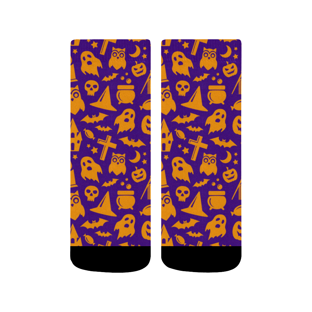 Fun Scary Halloween Pattern Quarter Socks