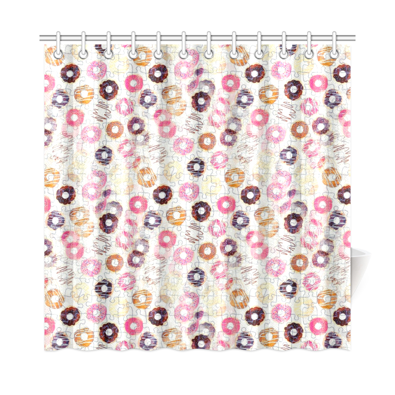 Donuts Pattern by K.Merske Shower Curtain 72"x72"