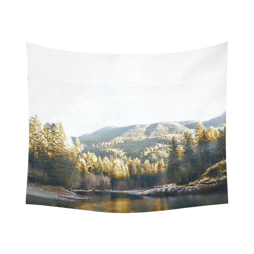 mountain river and frost Cotton Linen Wall Tapestry 60"x 51"