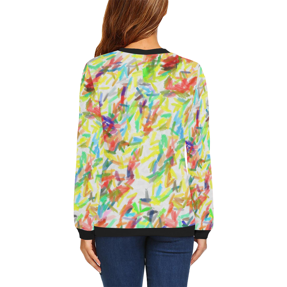 Colorful brush strokes All Over Print Crewneck Sweatshirt for Women (Model H18)
