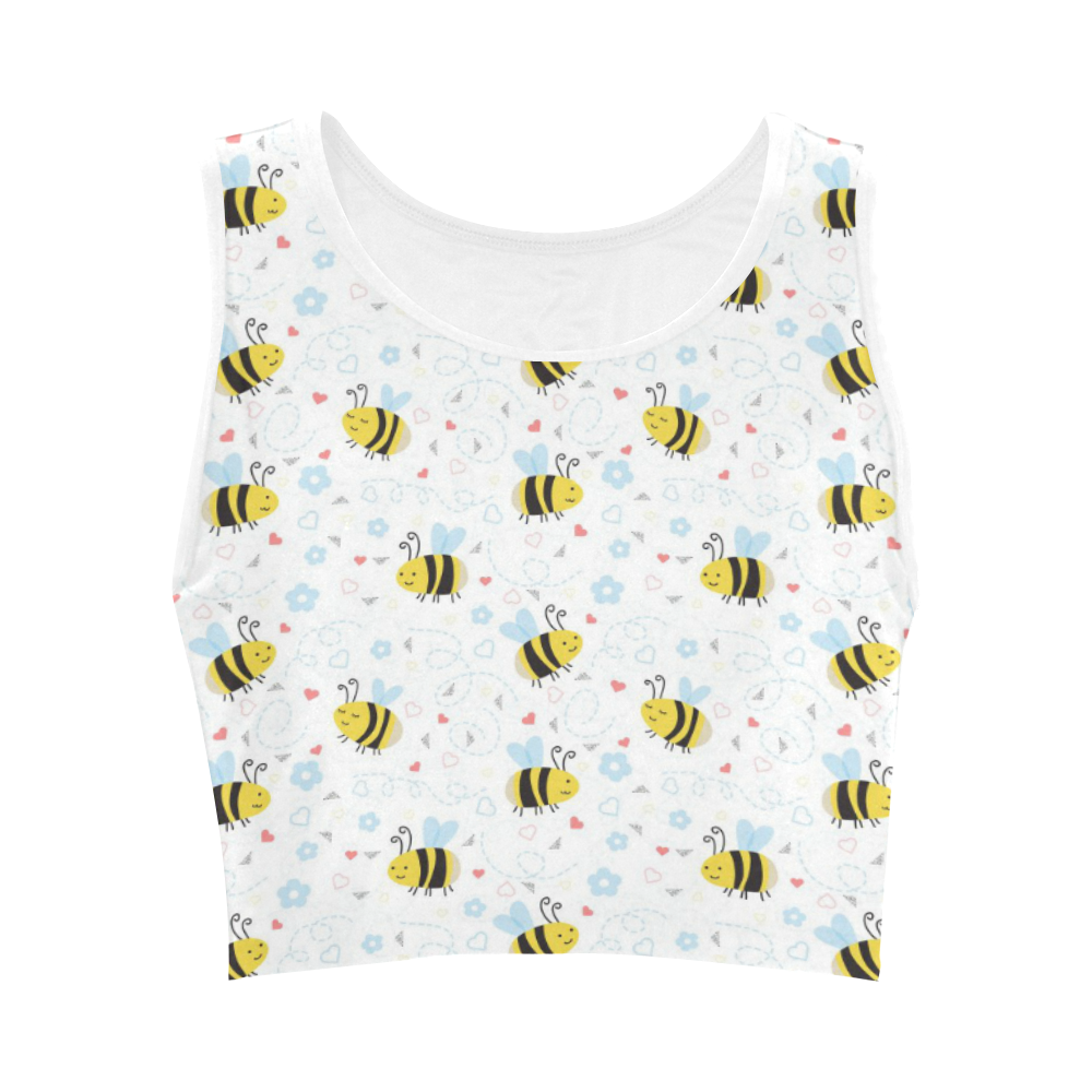 Cute Bee Pattern Women's Crop Top (Model T42)