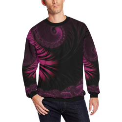 Bejeweled Purple Wave at Midnight Fractal Abstract All Over Print Crewneck Sweatshirt for Men/Large (Model H18)