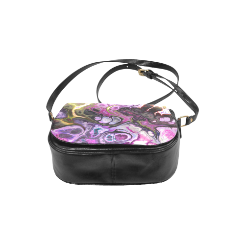Colorful Marble Design Classic Saddle Bag/Small (Model 1648)