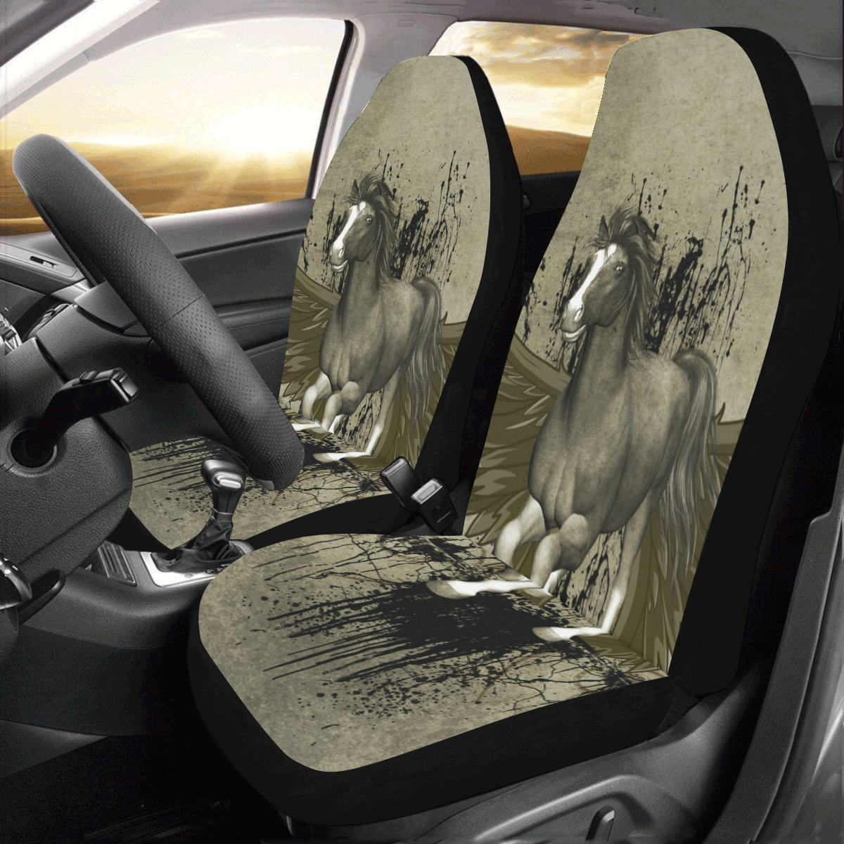 Wild horse with wings Car Seat Covers (Set of 2)