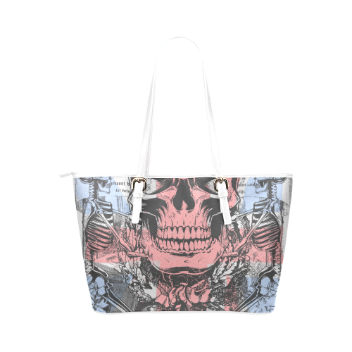 British flag with skull and bones Leather Tote Bag/Small (Model 1651)