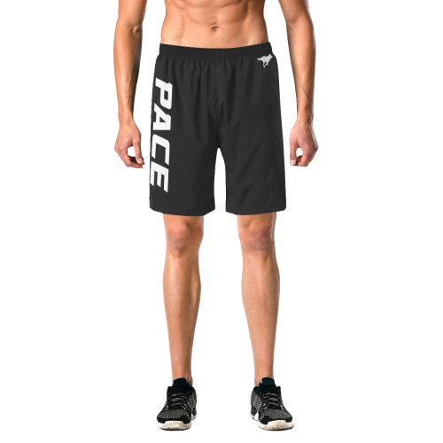 PACE Mens Blk/White shorts Men's All Over Print Elastic Beach Shorts (Model L20)