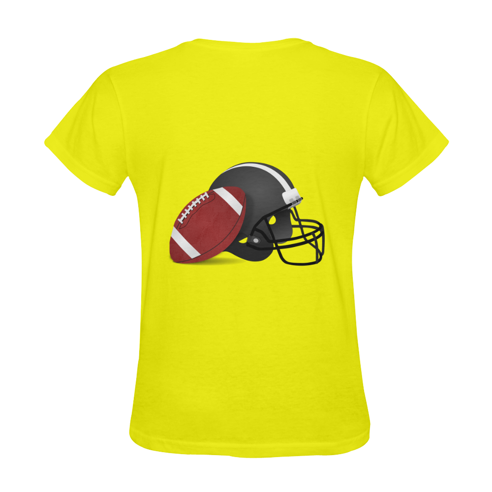 Sports Football and Football Helmet Yellow Sunny Women's T-shirt (Model T05)