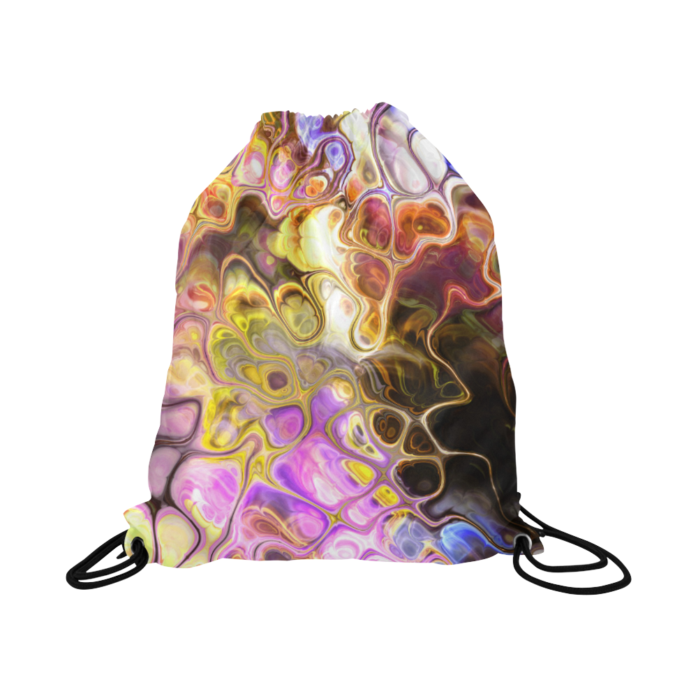 Colorful Marble Design Large Drawstring Bag Model 1604 (Twin Sides)  16.5"(W) * 19.3"(H)