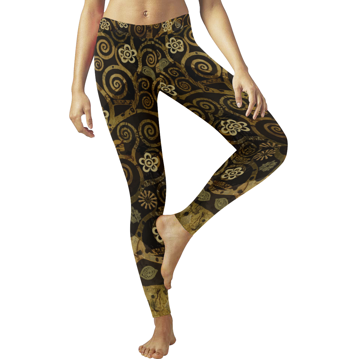 Klimt Tree Women's Low Rise Leggings (Invisible Stitch) (Model L05)