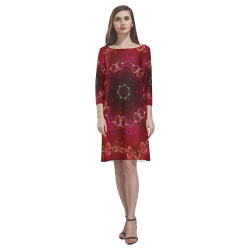 Love and Romance Glittering Ruby and Diamond Heart Rhea Loose Round Neck Dress(Model D22)