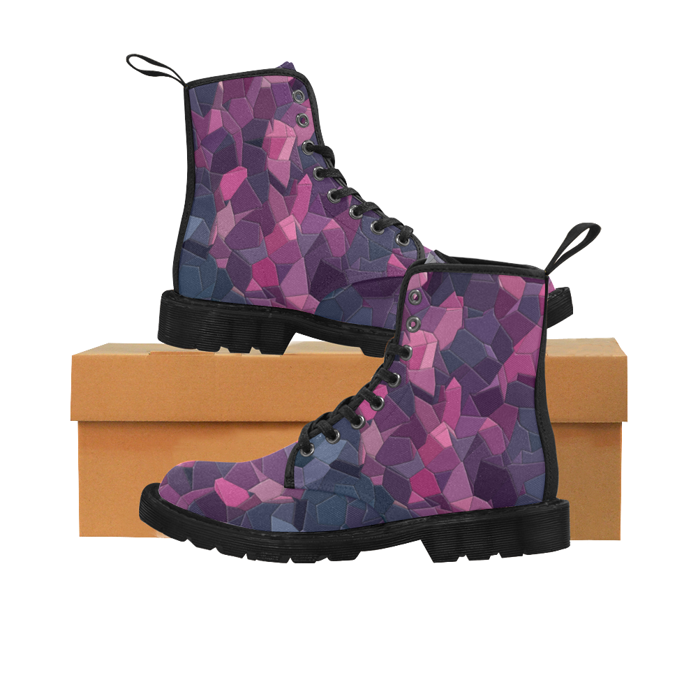 purple pink magenta mosaic #purple Martin Boots for Men (Black) (Model 1203H)