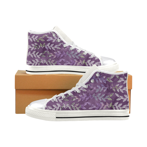 Purple Leaf Shoes, Leaf Art Women's Classic High Top Canvas Shoes (Model 017)