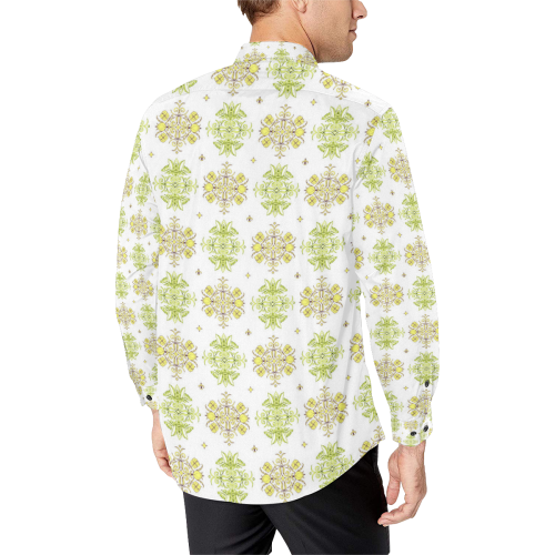 Pale Yellow Wall Flower Print by Aleta Men's All Over Print Casual Dress Shirt (Model T61)