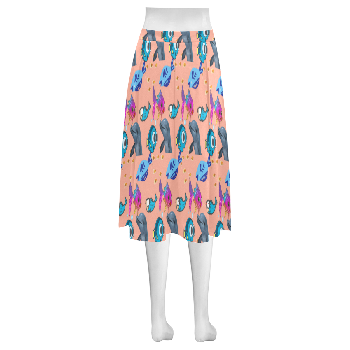 Fishes Mnemosyne Women's Crepe Skirt (Model D16)