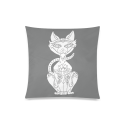 Color Me Siamese Sugar Skull Cat Grey Custom Zippered Pillow Case 20"x20"(Twin Sides)