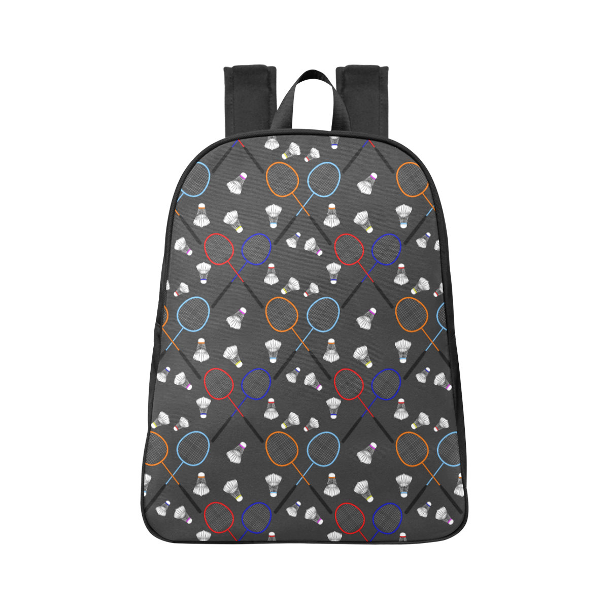 Badminton Rackets and Shuttlecocks Pattern Sports Charcoal Fabric School Backpack (Model 1682) (Large)