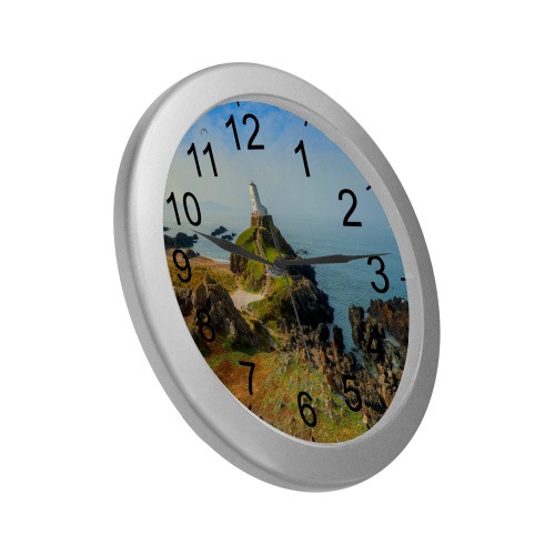 Lighthouse Fantasy Silver Color Wall Clock