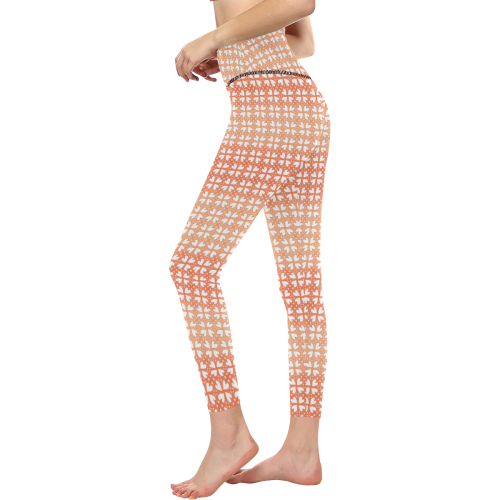 Living Coral Hearts Pattern Women's All Over Print High-Waisted Leggings (Model L36)