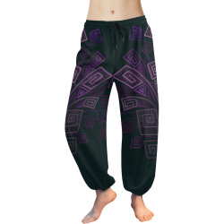 Psychedelic 3D Square Spirals - purple Women's All Over Print Harem Pants (Model L18)