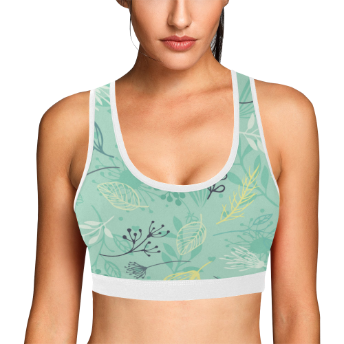 leaves and plants Women's All Over Print Sports Bra (Model T52)