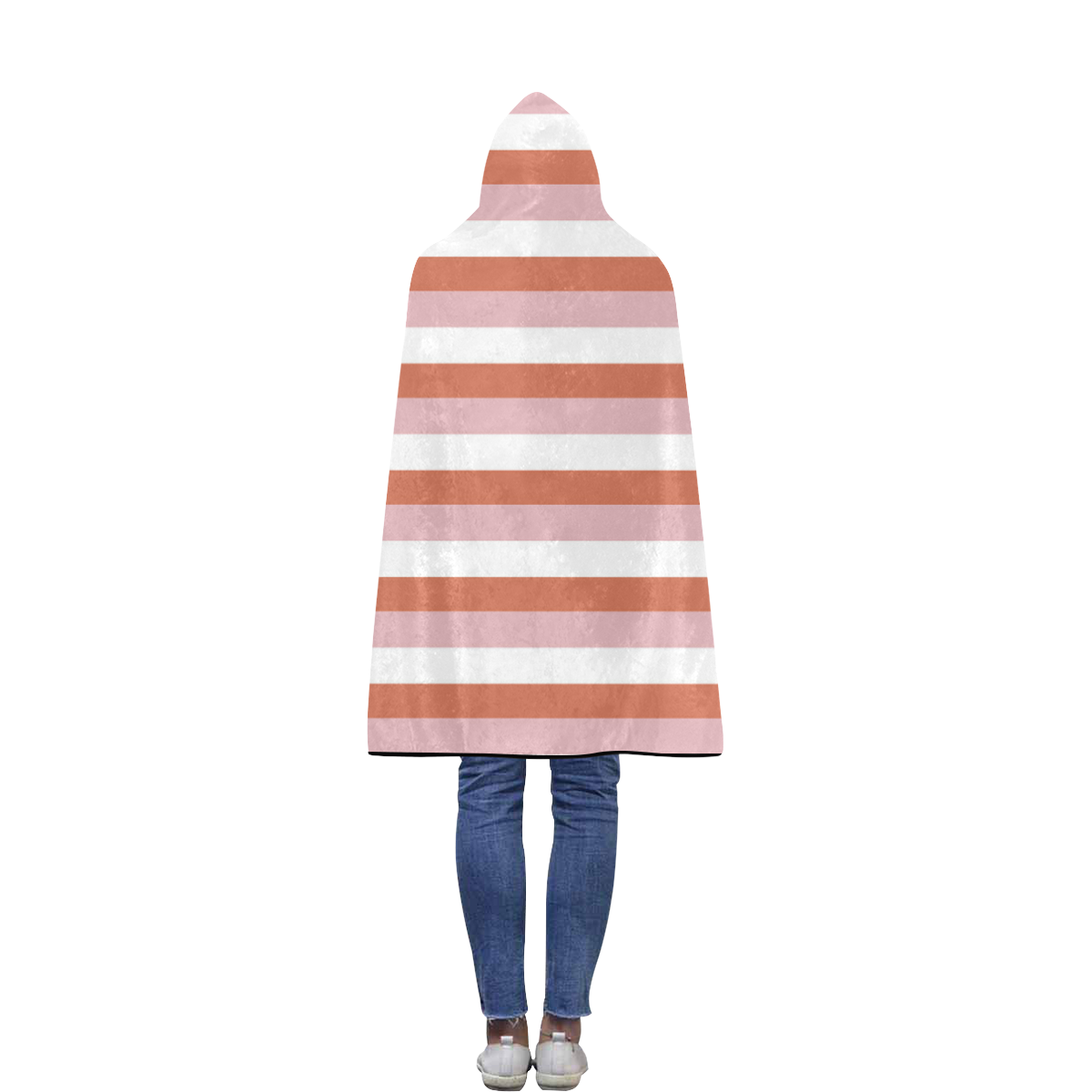 Coral Stripes Flannel Hooded Blanket 40''x50''