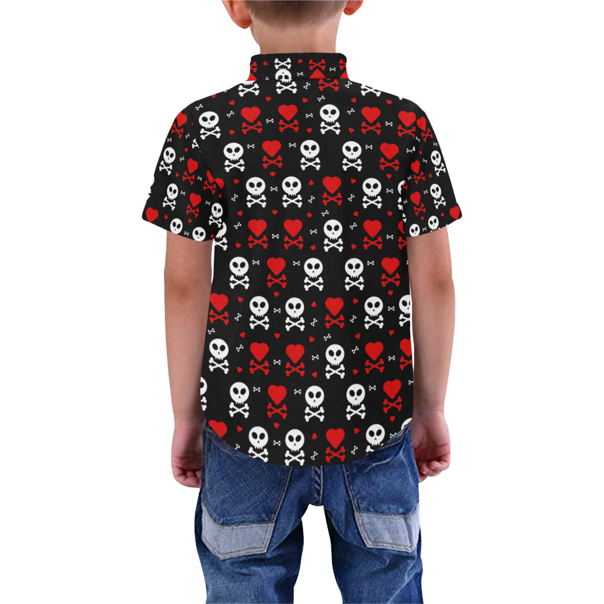 Skull and Crossbones Boys' All Over Print Short Sleeve Shirt (Model T59)