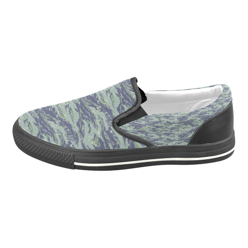 Jungle Tiger Stripe Green Camouflage Women's Slip-on Canvas Shoes/Large Size (Model 019)